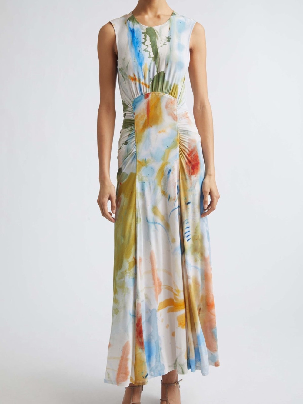 NWT Ulla Johnson Lana Ruched Sleeveless Silk Maxi Dress